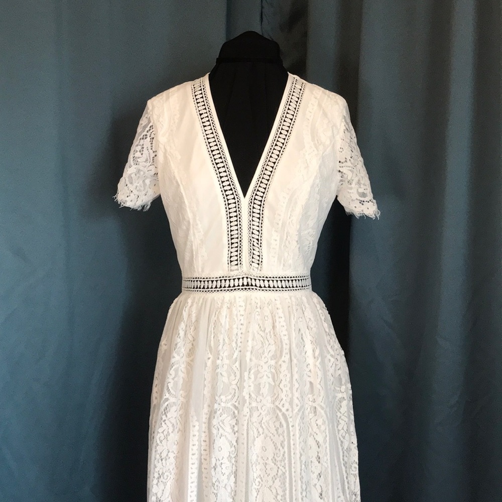 White lace maxi dress